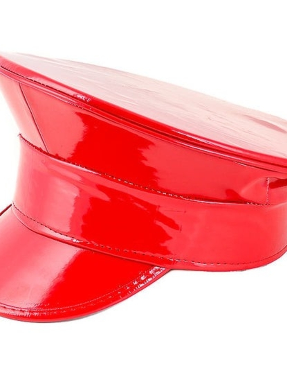 NEON RED PATENT CAPTAIN HAT
